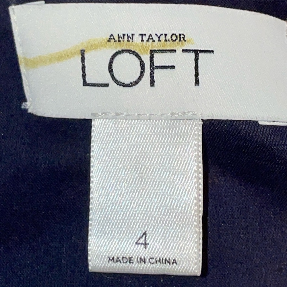 LOFT Blue and Yellow Sheath Dress with Cuffed 3/4 Sleeves - Picture 3 of 3